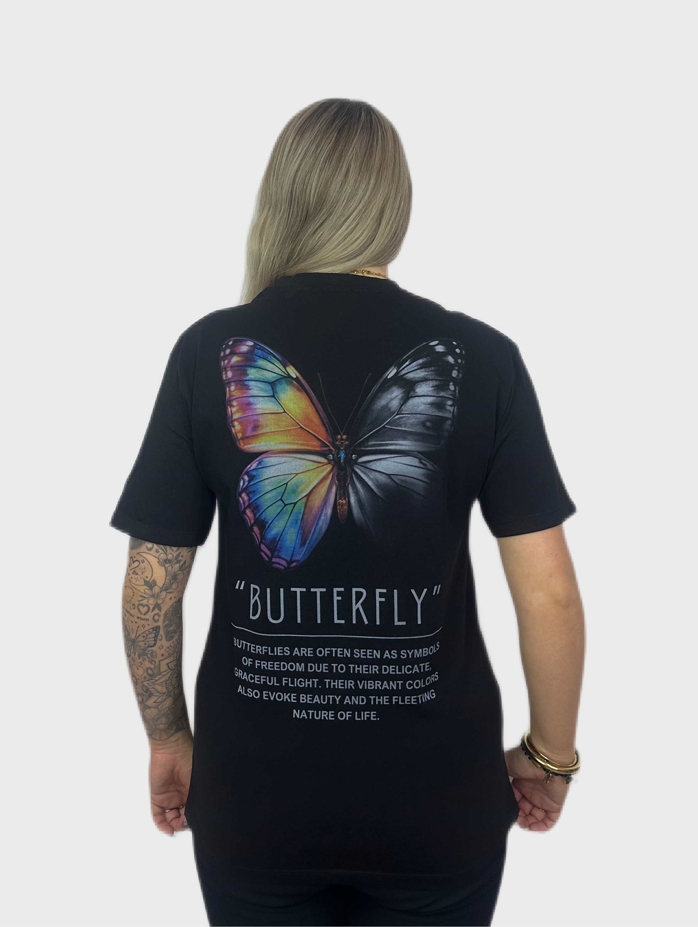 Regenboog Butterfly Shirt - Zwart