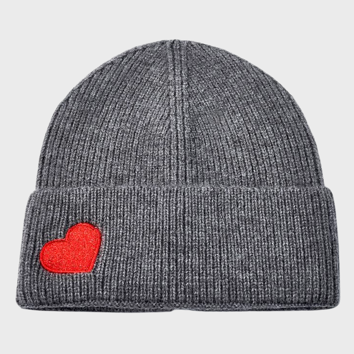 Muts met Rood Hart - Grijs