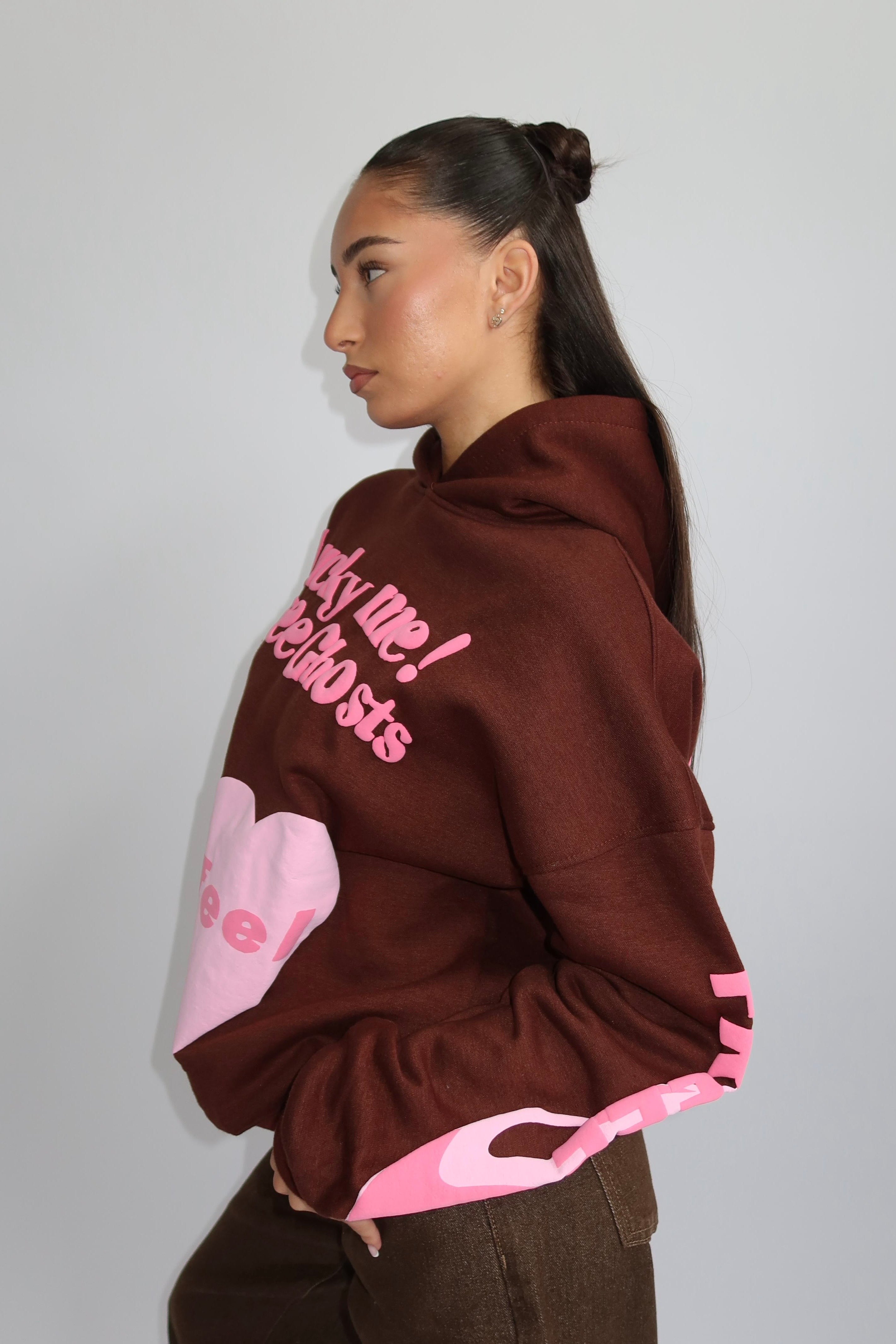 Lucky Me Hoodie - Bruin met Roze