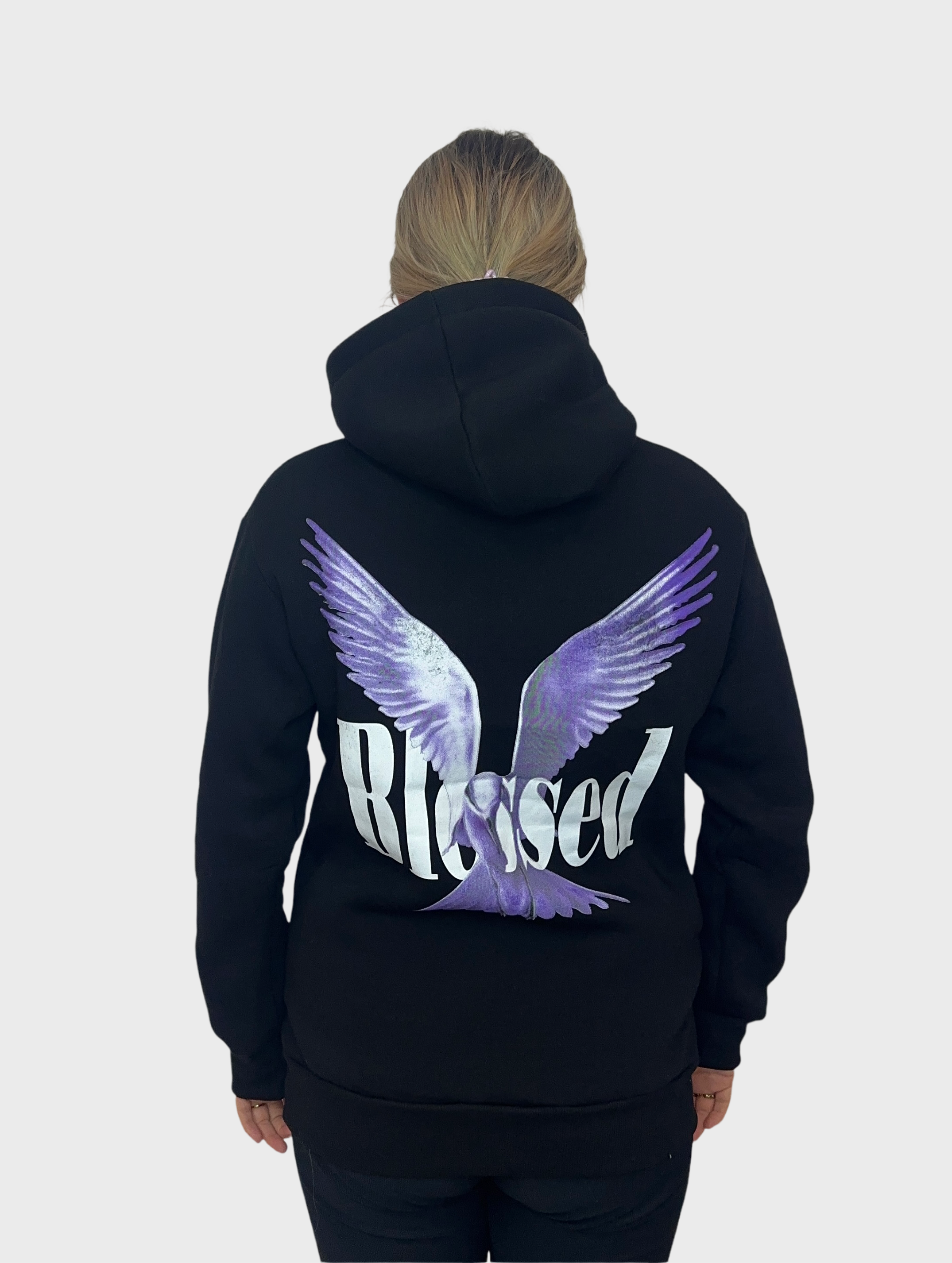 Blessed Hoodie - Zwart met Lila