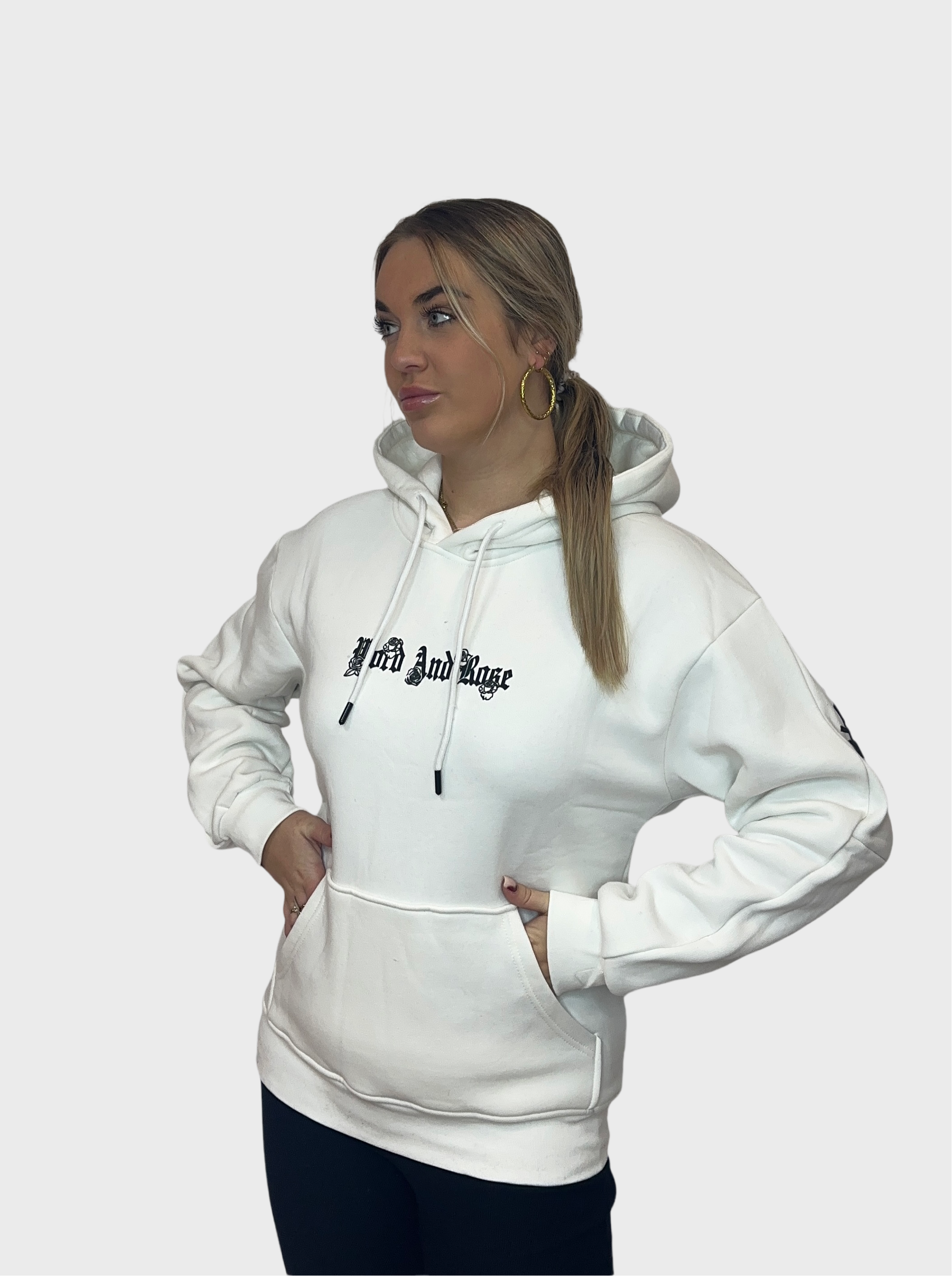 World and Rose Hoodie - Wit
