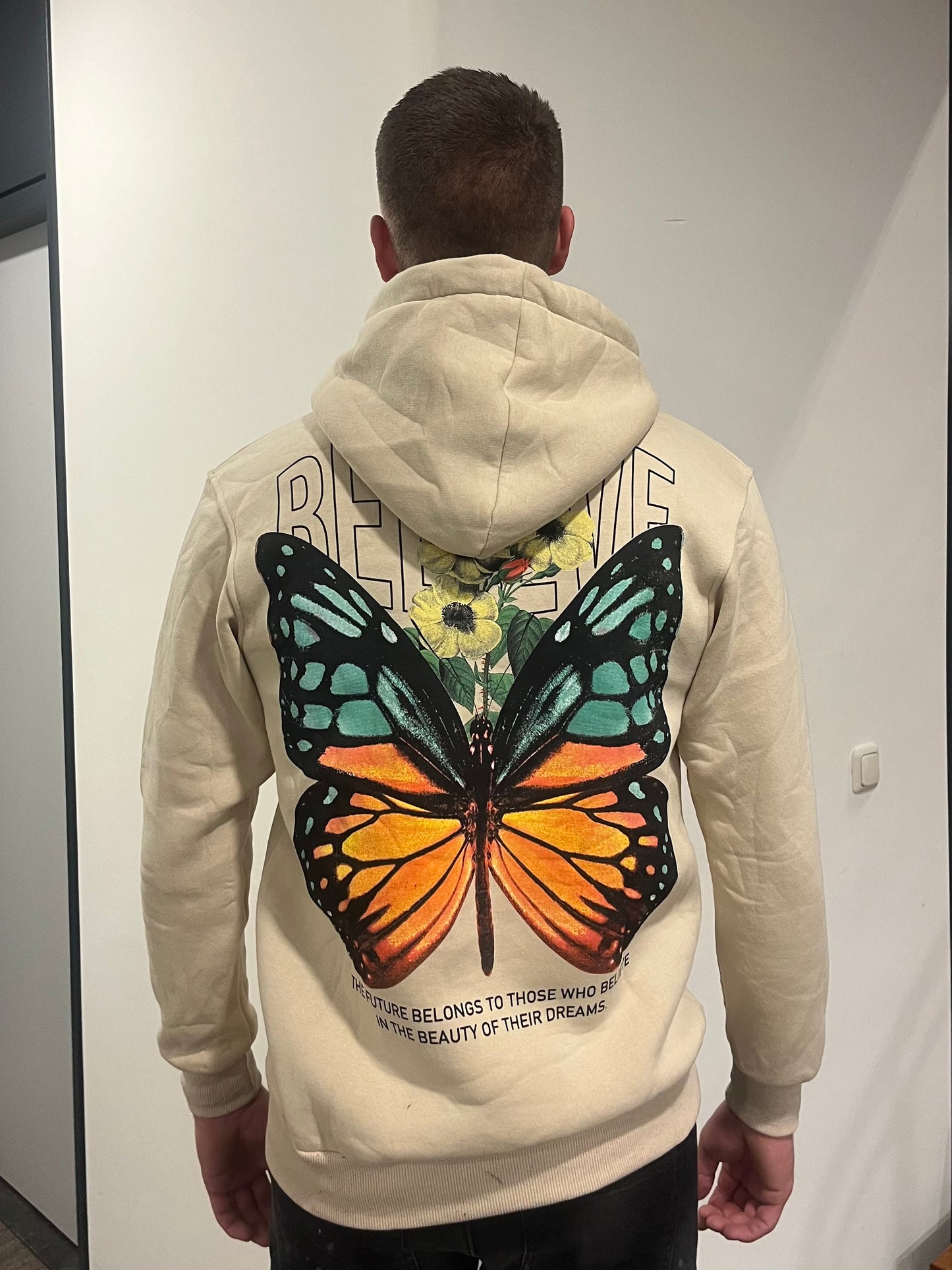 Believe Butterfly Hoodie - Beige