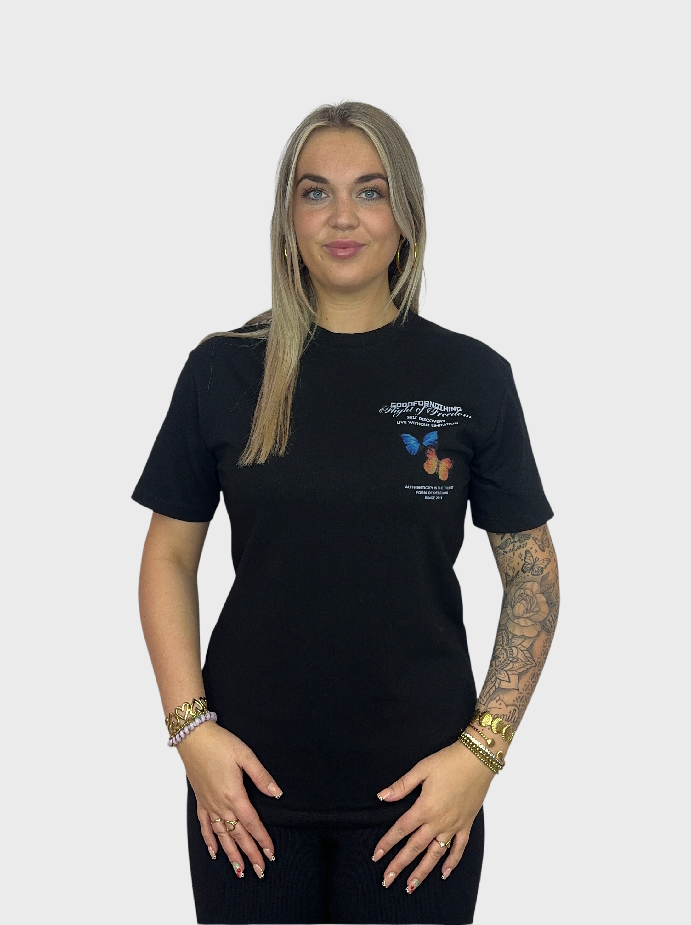 Freedom Butterfly T-Shirt - Zwart