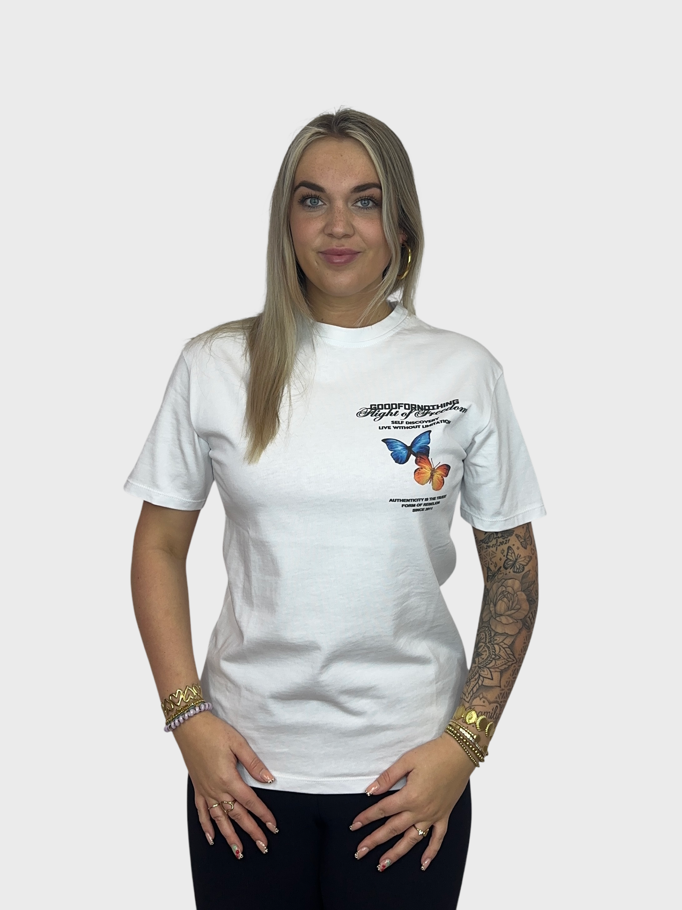Freedom Butterfly T-Shirt - Wit