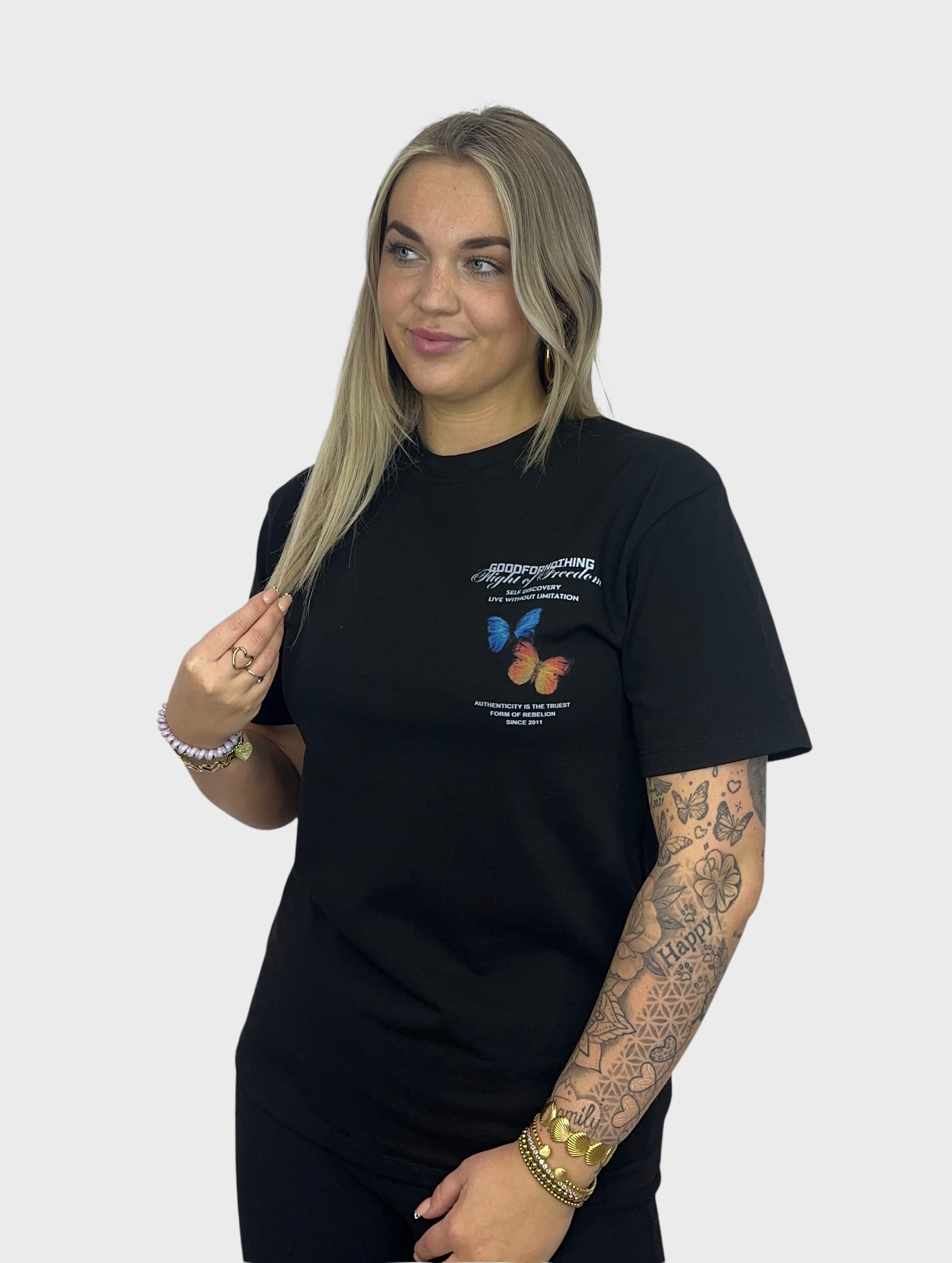 Freedom Butterfly T-Shirt - Zwart