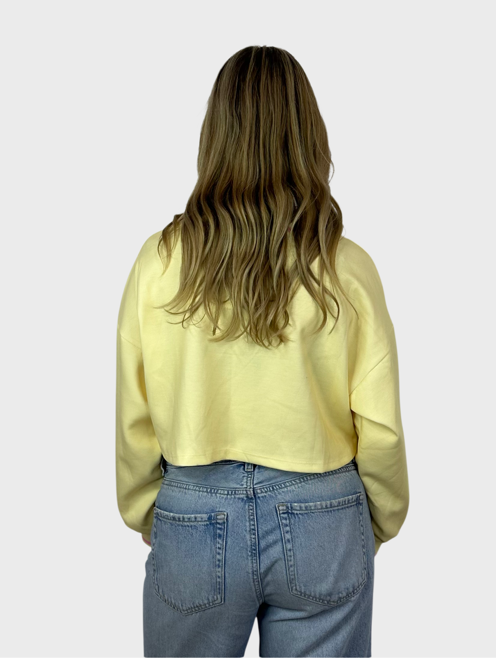 Los Angeles Crop Top - Butter Yellow met Roze