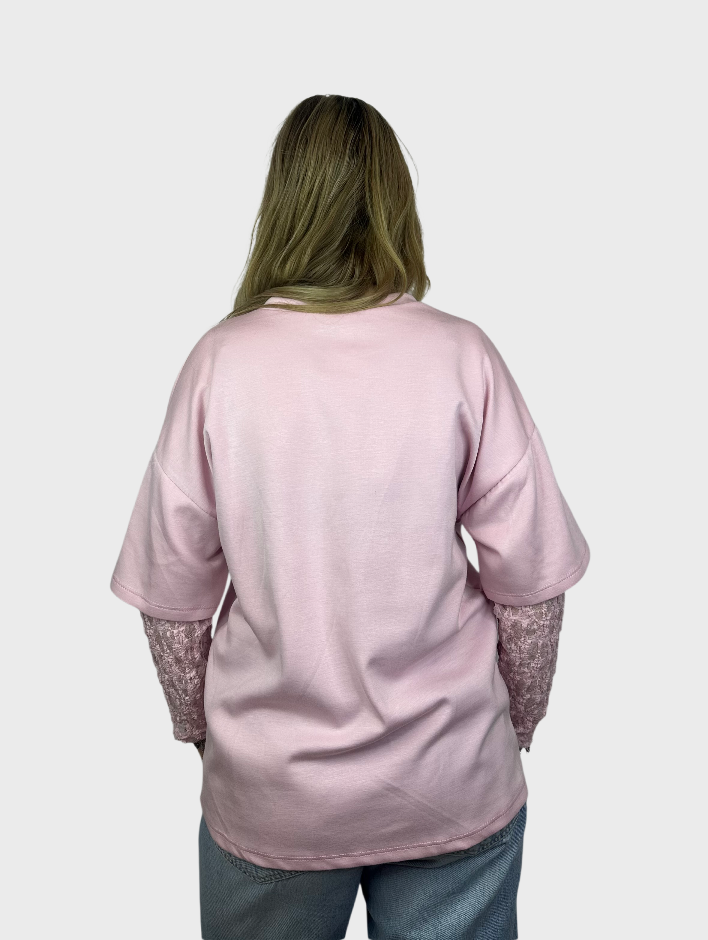 Lace T-Shirt - Licht Roze