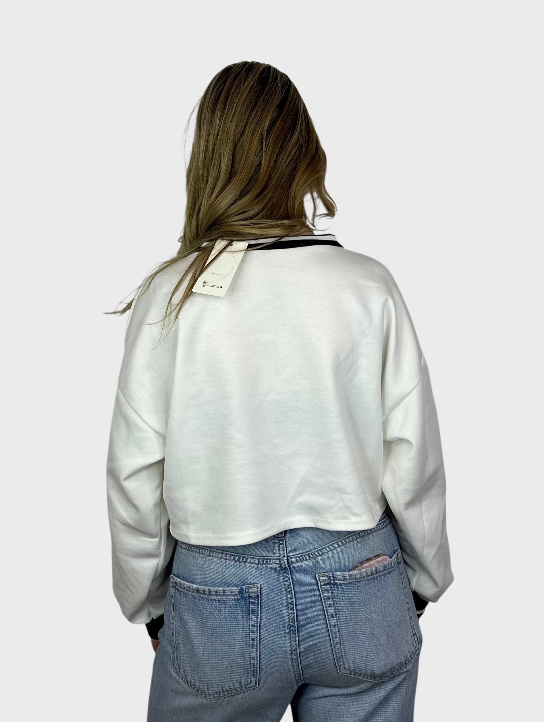 Los Angeles Crop Top - Wit met Zwart