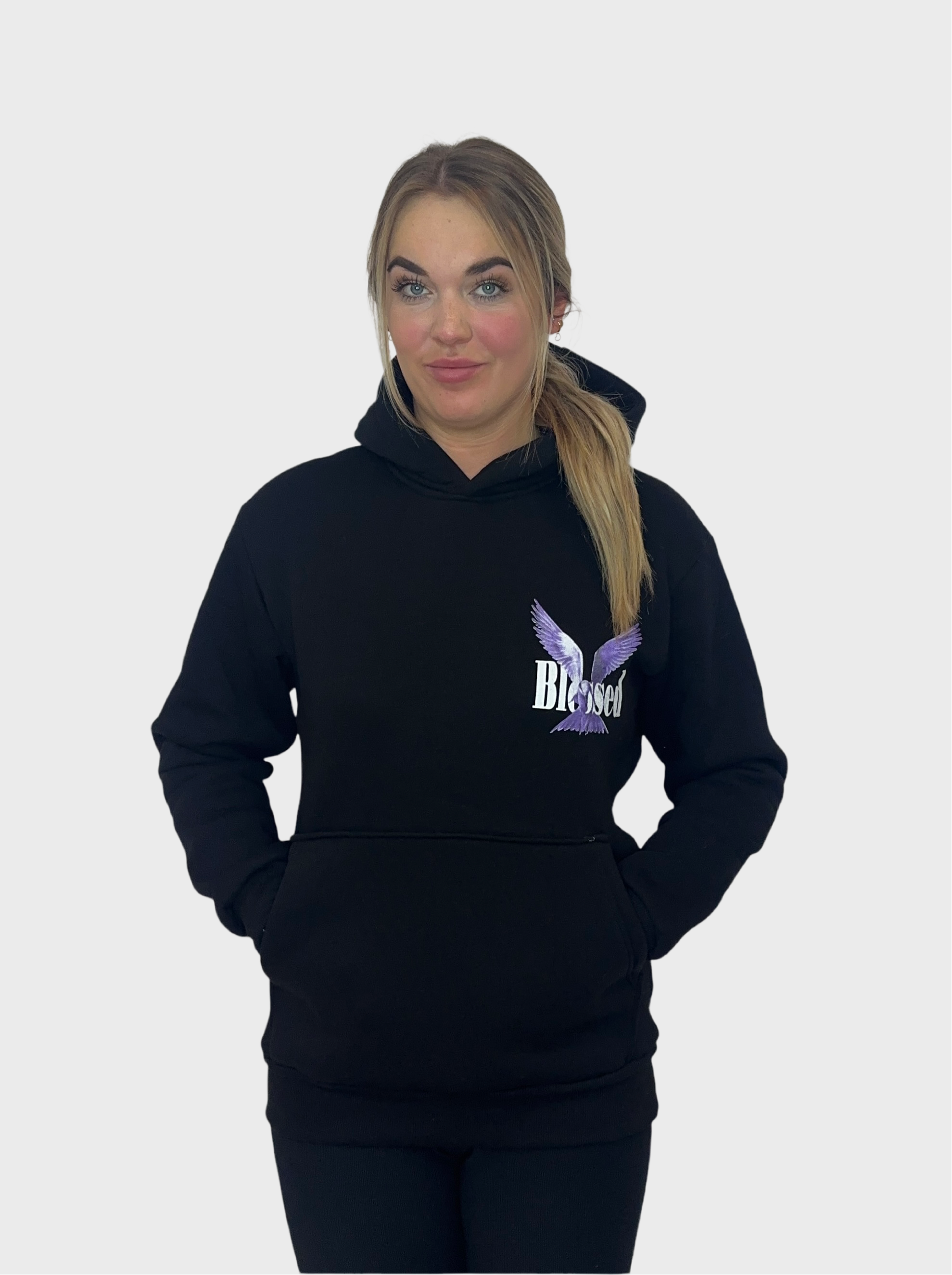 Blessed Hoodie - Zwart met Lila