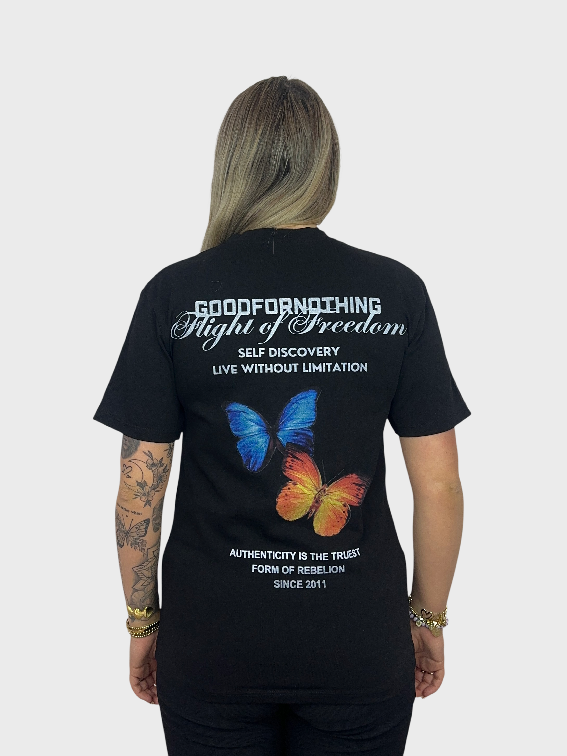 Freedom Butterfly T-Shirt - Zwart