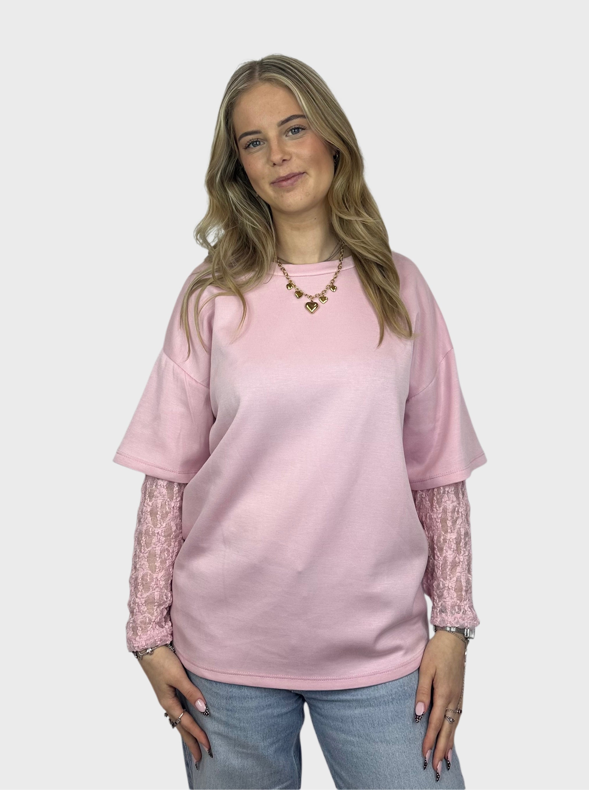 Lace T-Shirt - Licht Roze
