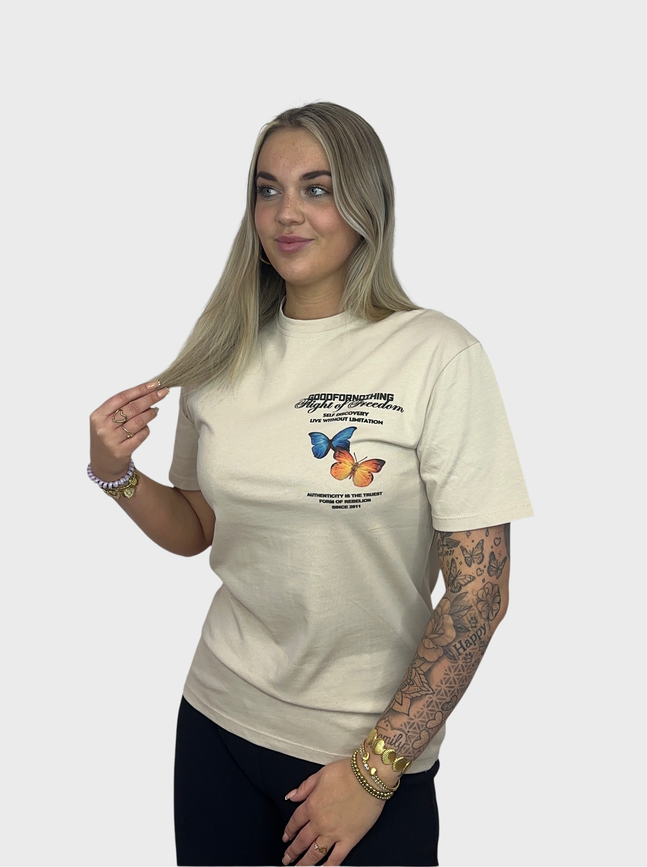 Freedom Butterfly T-Shirt - Beige
