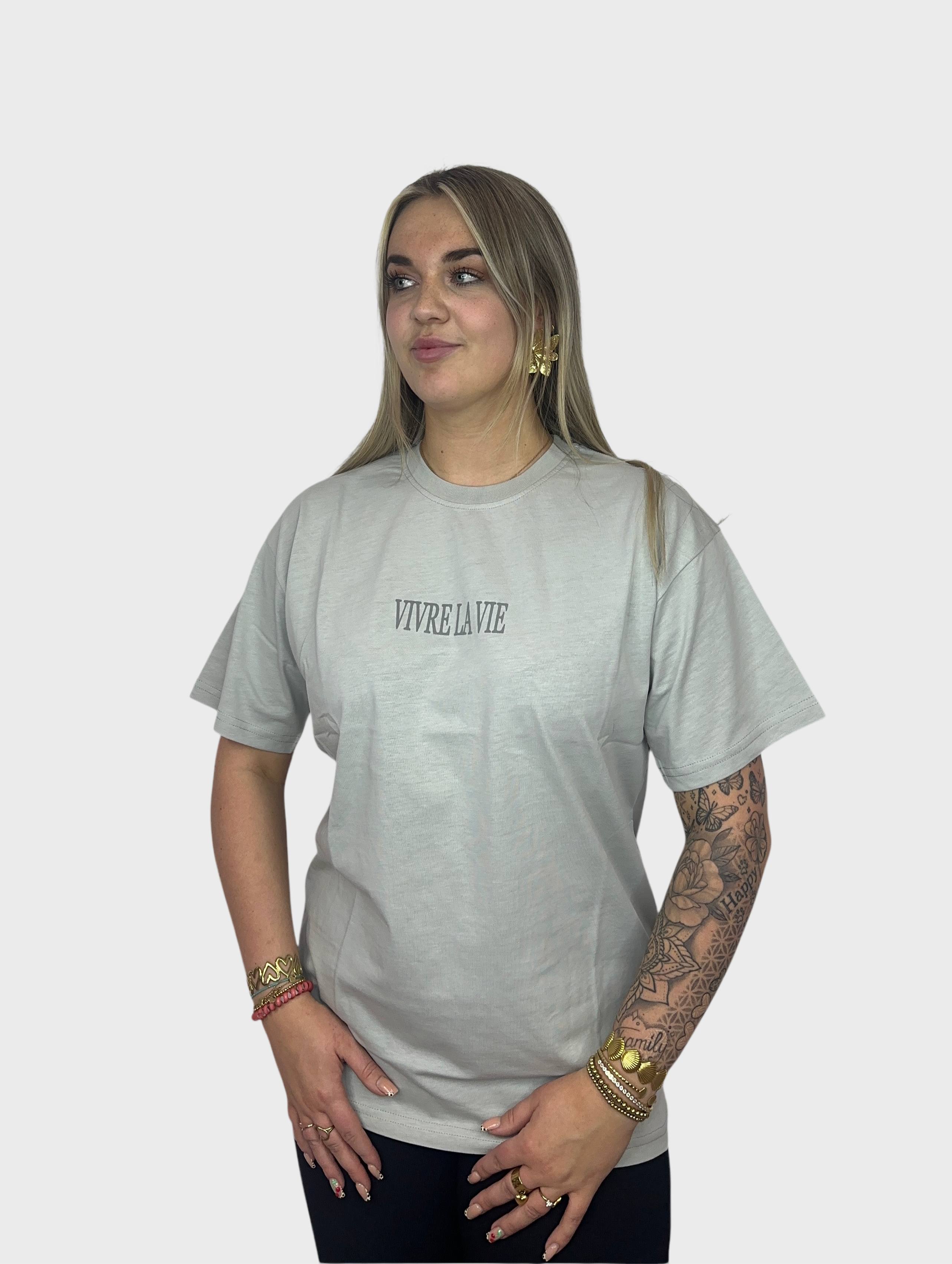 Vivre La Vie T-Shirt - Licht Grijs