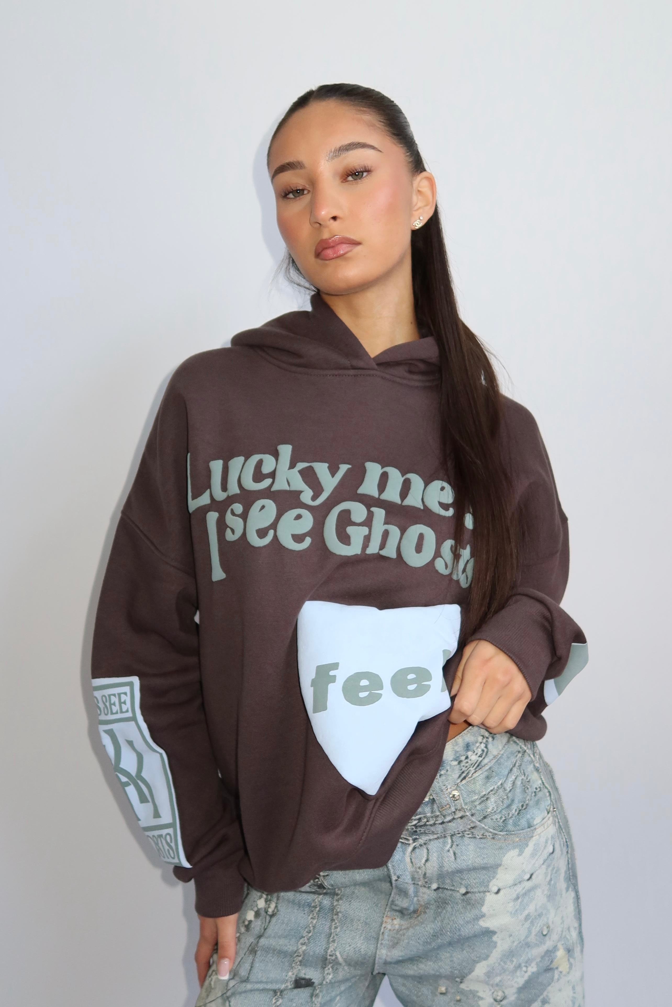 Lucky Me Hoodie - Donker Grijs met Licht Blauw