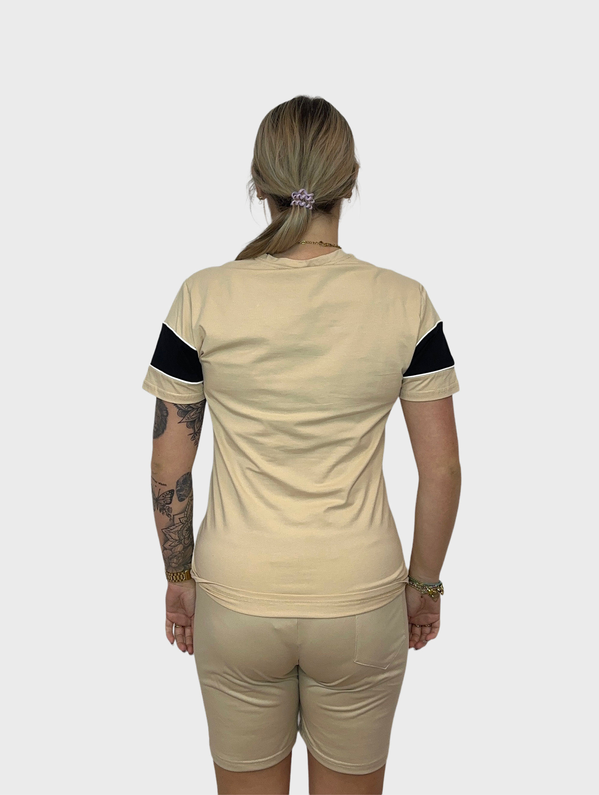 Stripe Short Trainingspak - Beige