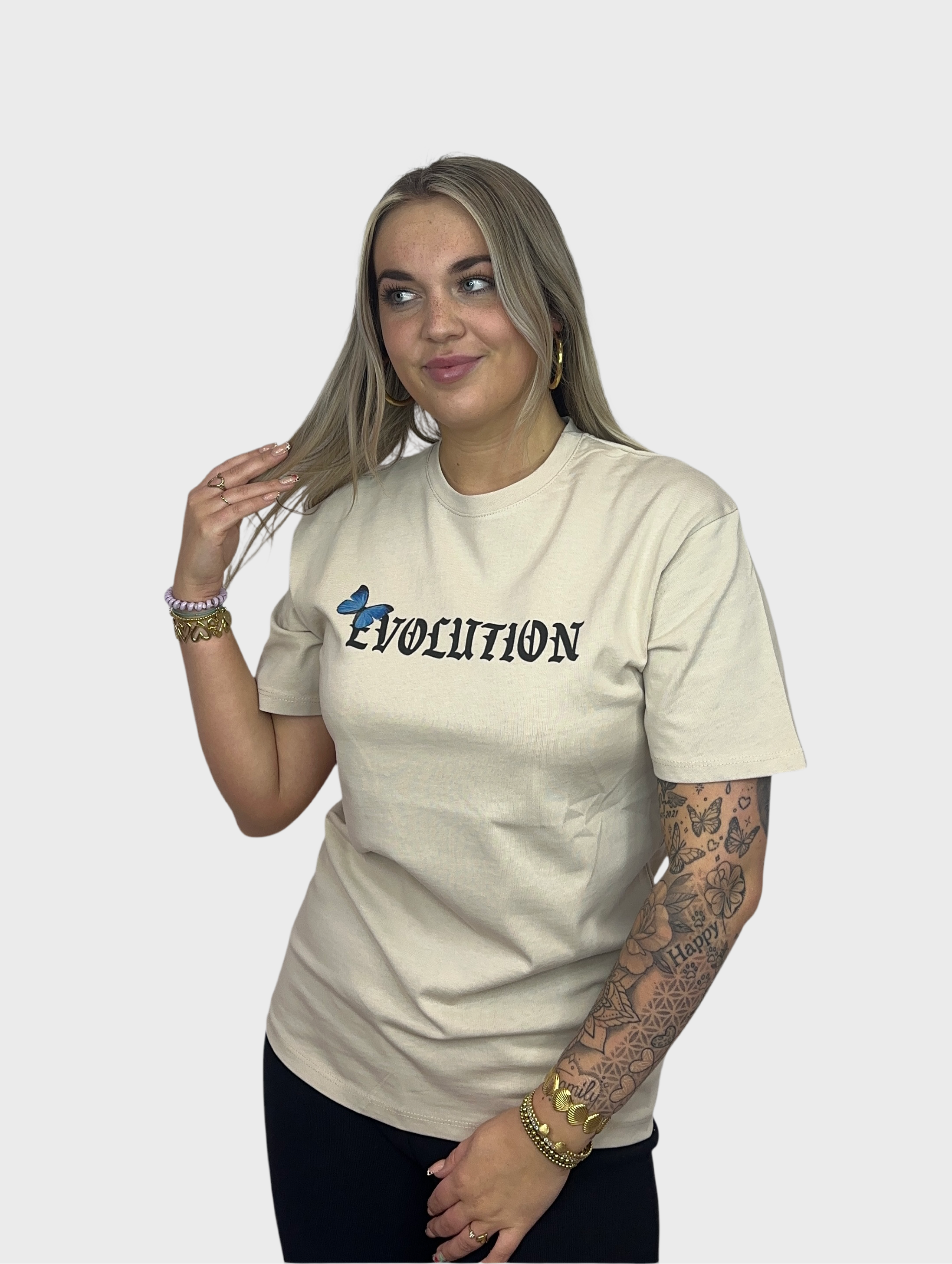 Evolution Butterfly T-Shirt - Beige