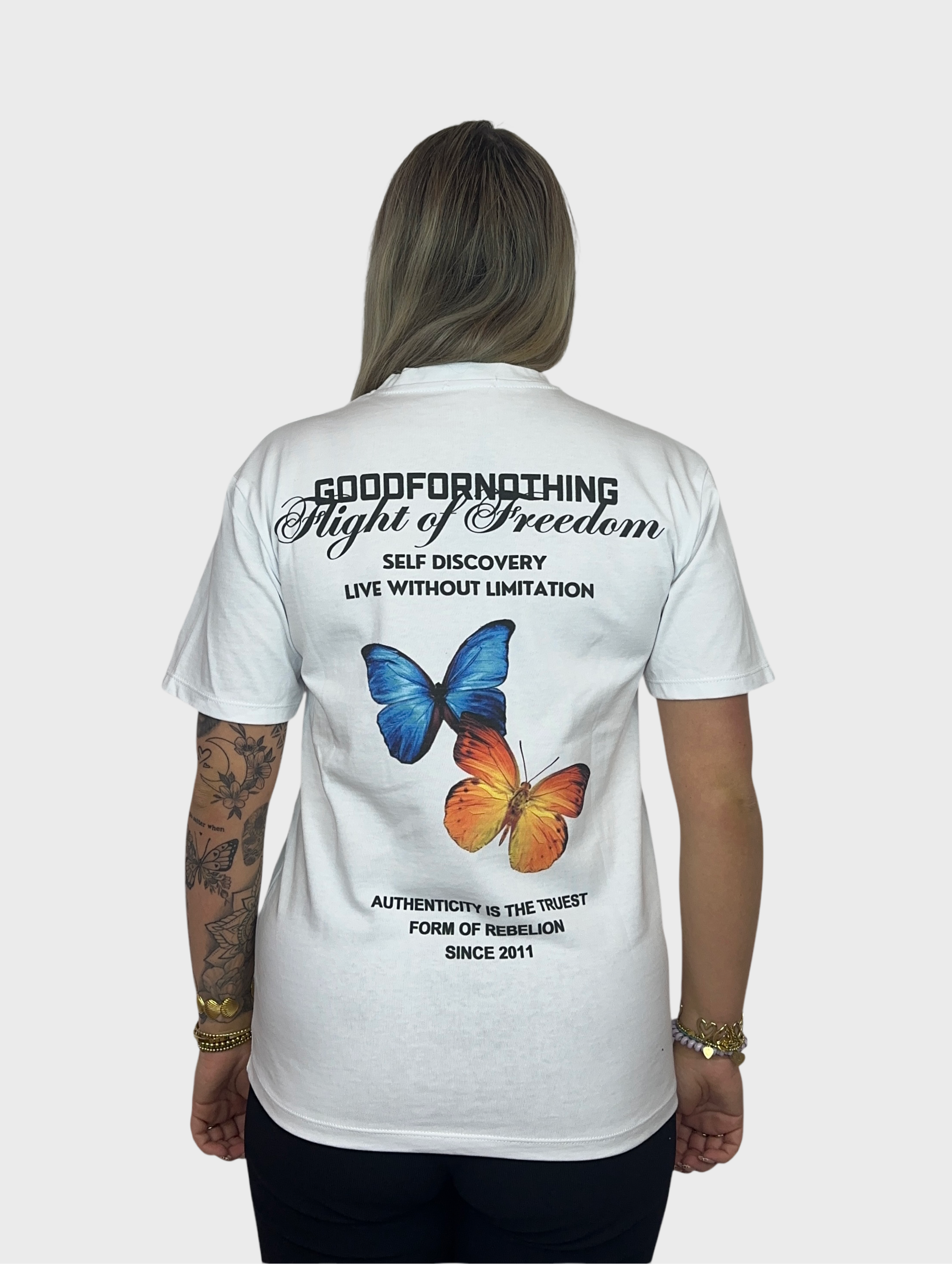 Freedom Butterfly T-Shirt - Wit