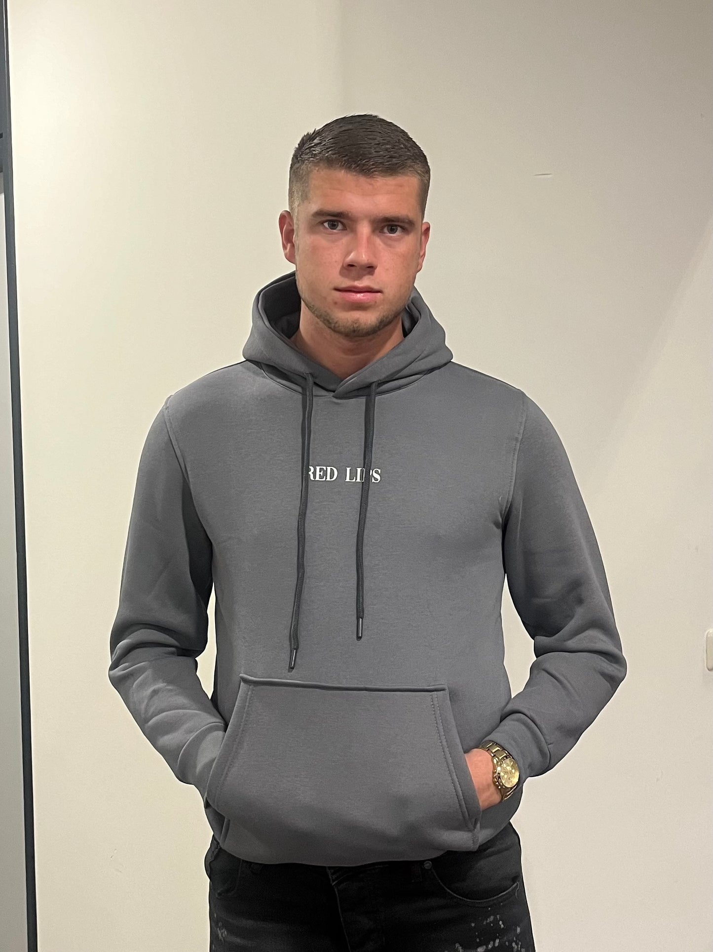 Red Lips Hoodie - Grijs