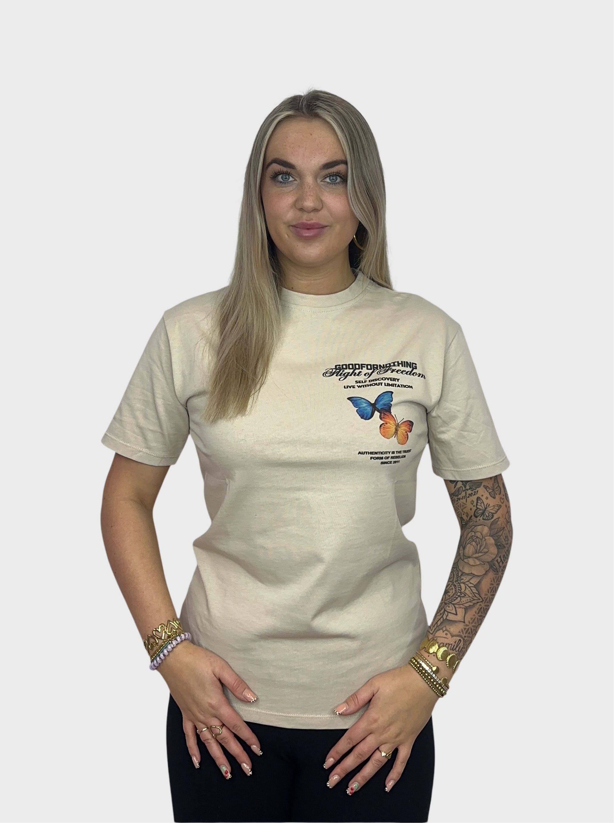 Freedom Butterfly T-Shirt - Beige