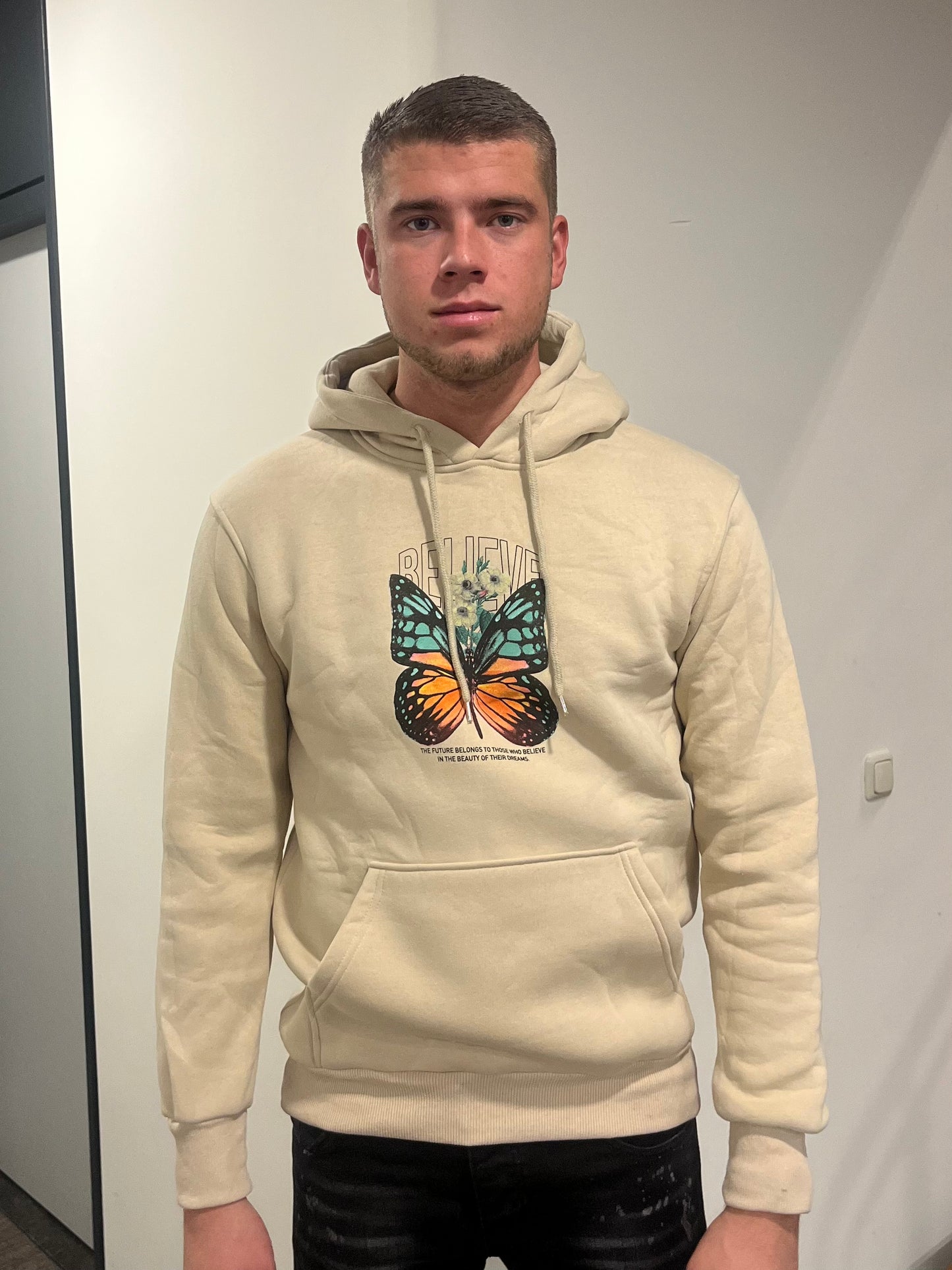 Believe Butterfly Hoodie - Beige