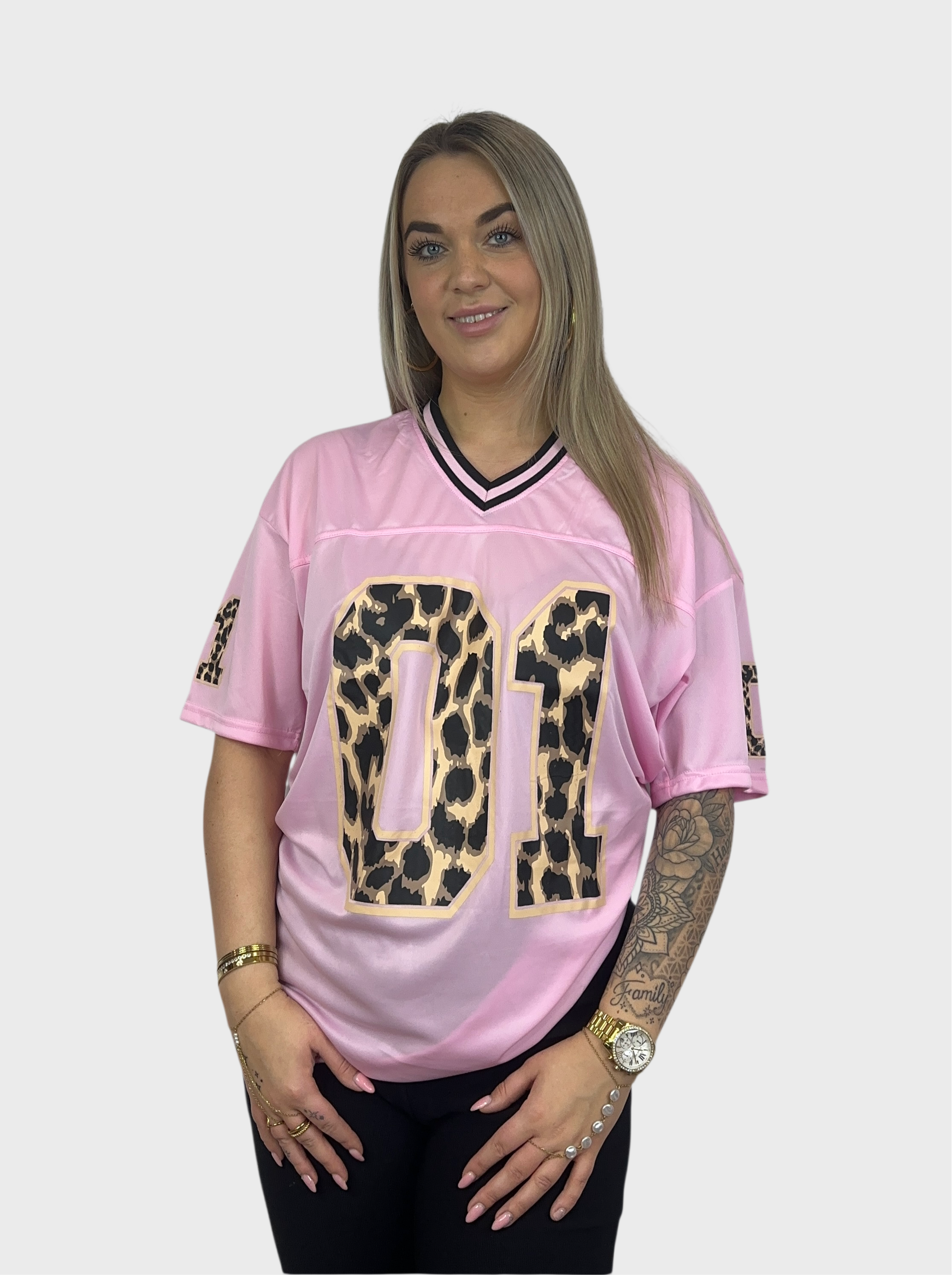 01 Leopard Jersey - Licht Roze