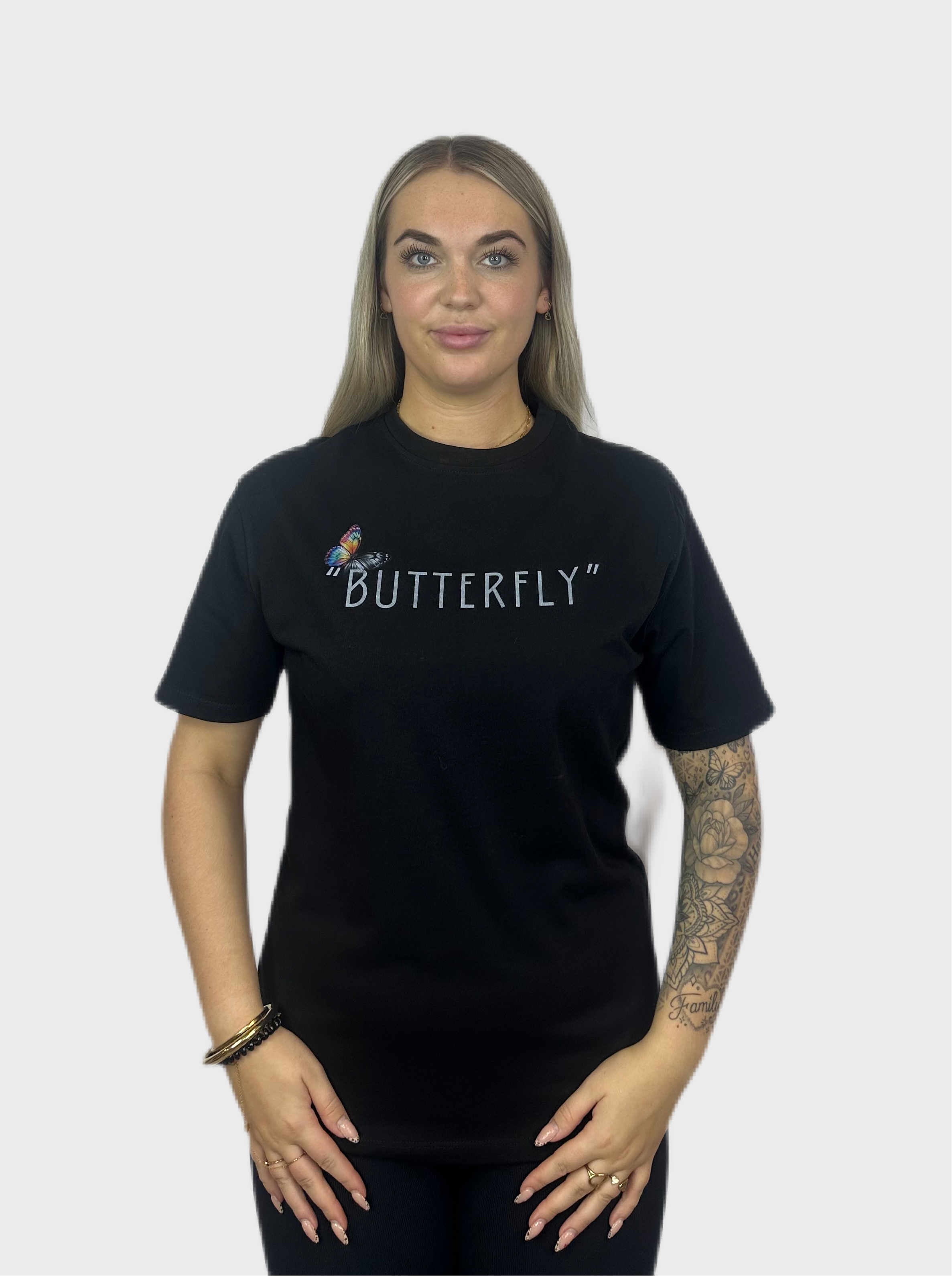 Regenboog Butterfly Shirt - Zwart