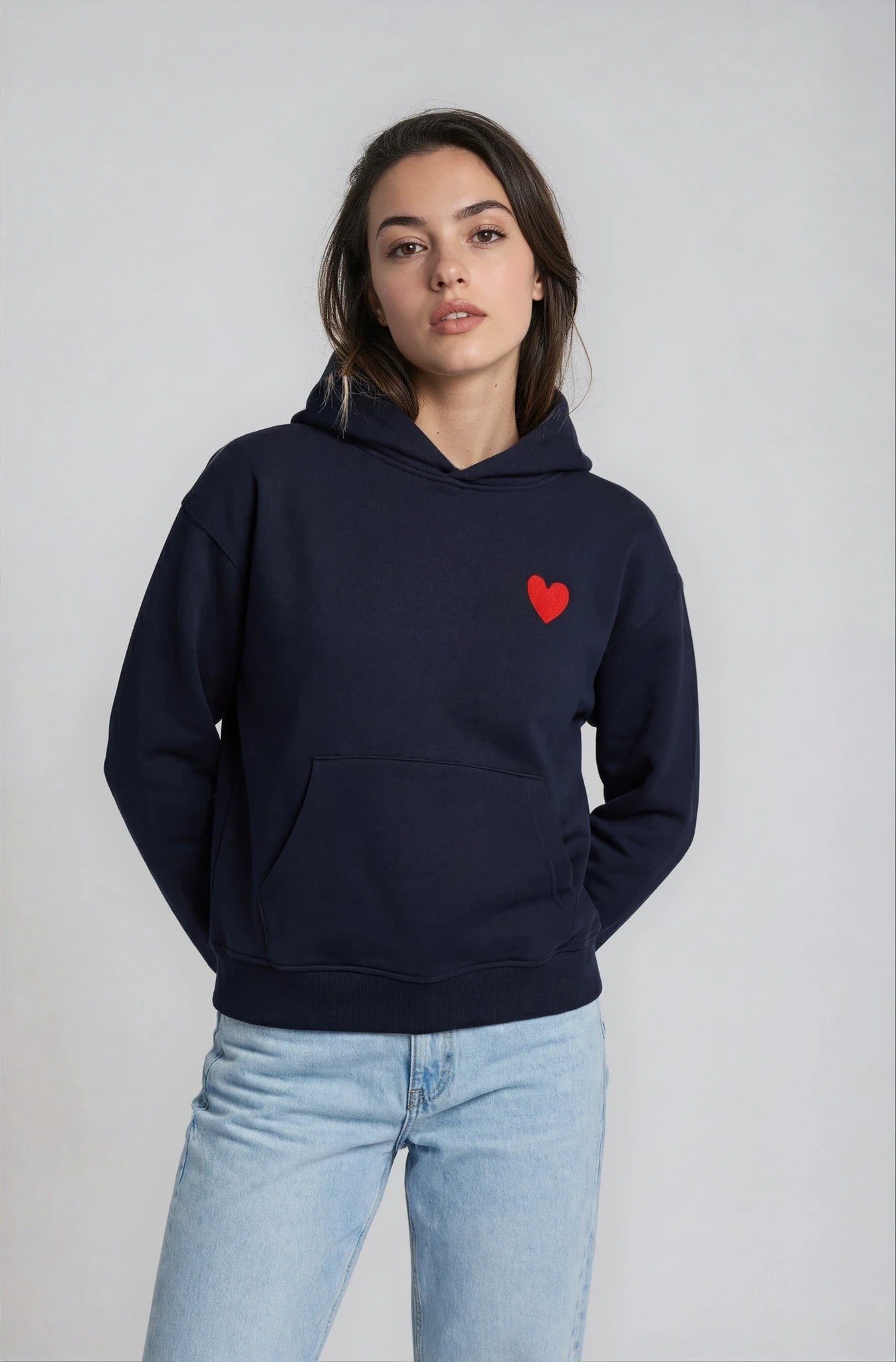 Valentine Hoodie - Navy met Rood