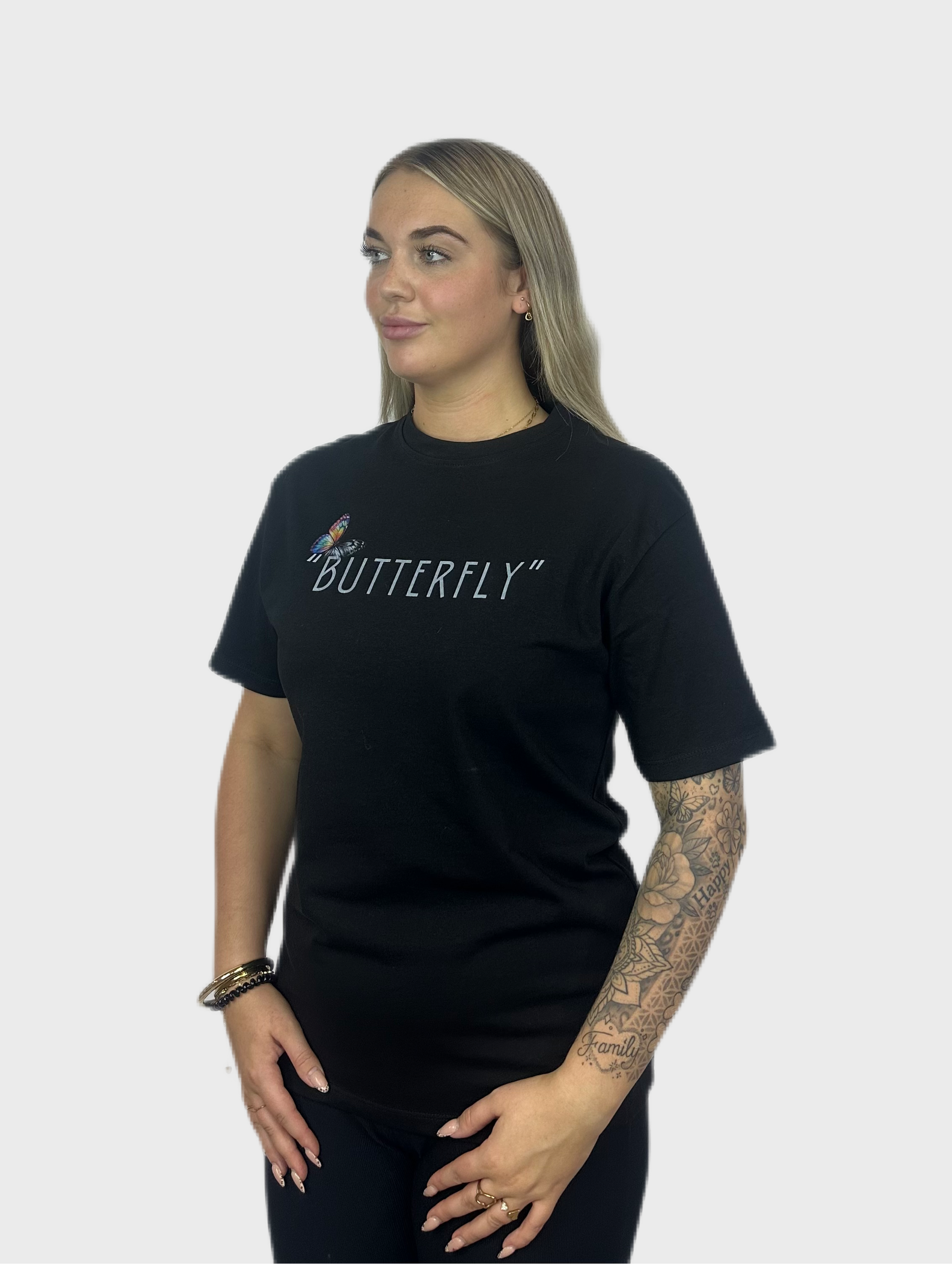 Regenboog Butterfly Shirt - Zwart