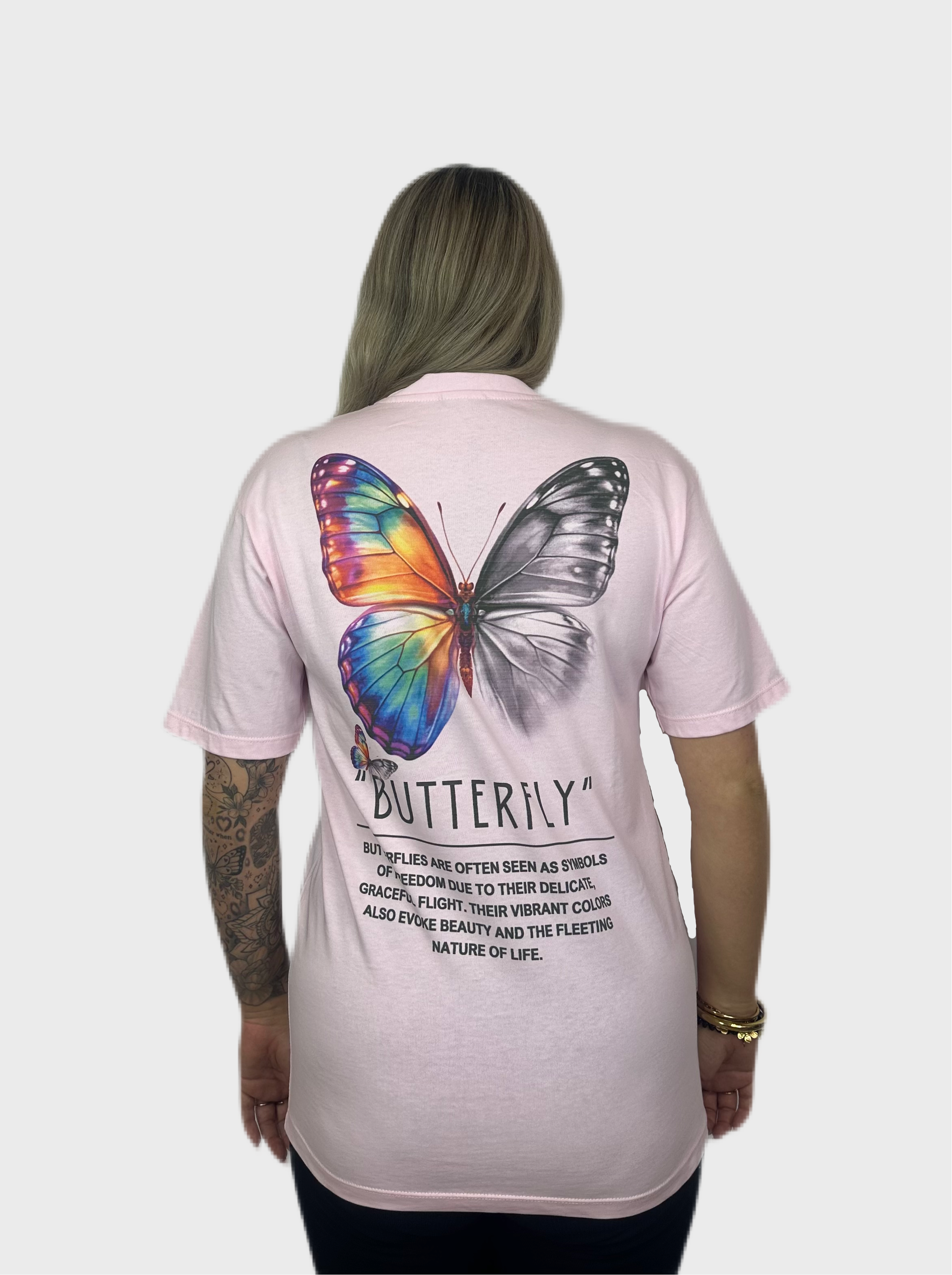 Regenboog Butterfly Shirt - Roze