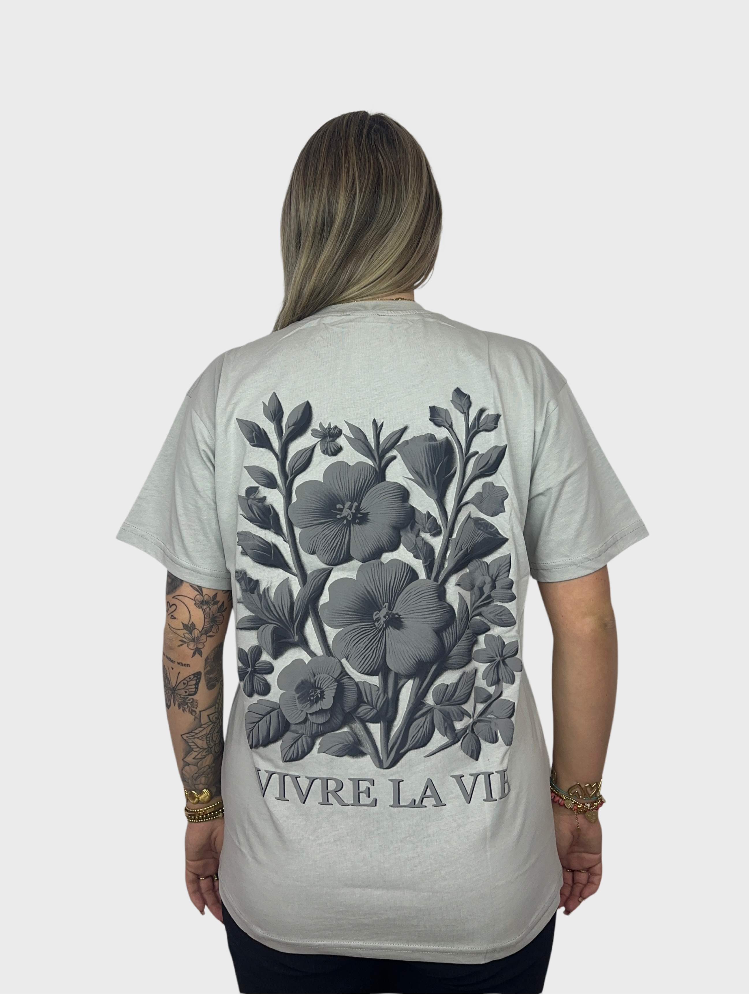 Vivre La Vie T-Shirt - Licht Grijs