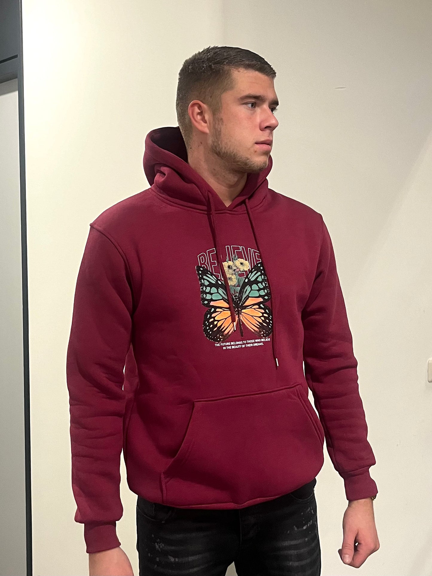 Believe Butterfly Hoodie - Bordeaux