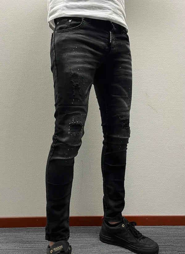 Black Bomba Slim Fit Jean - Zwart - Flexxfashion Flexxfashion Black Bomba Slim Fit Jean - Zwart