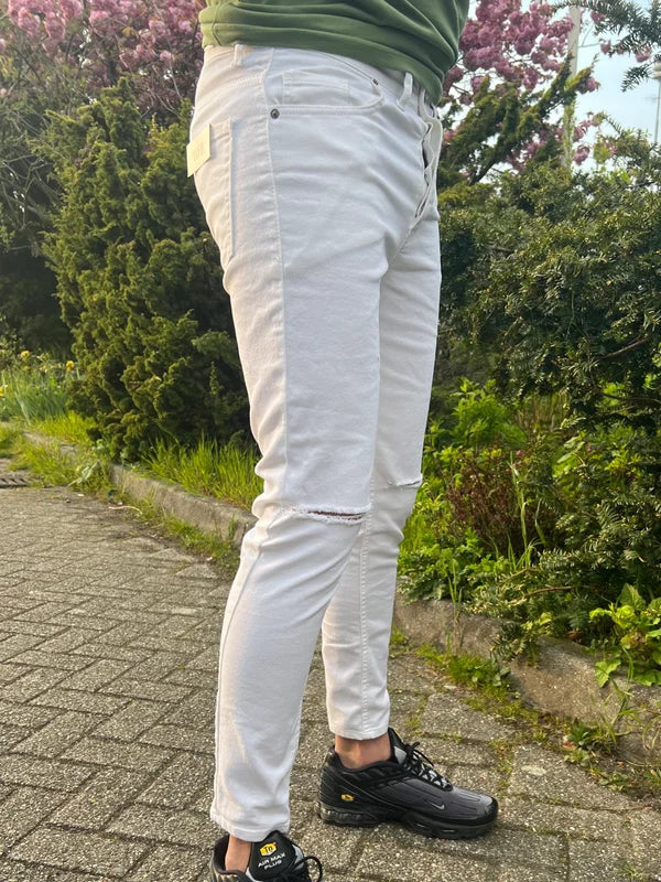 White Tear Skinny Jean - Wit