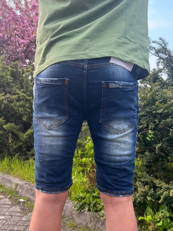 Skull Short Jean - Donker Blauw
