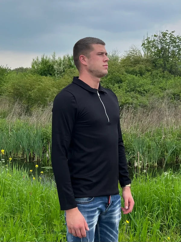 Clean Long Polo - Zwart