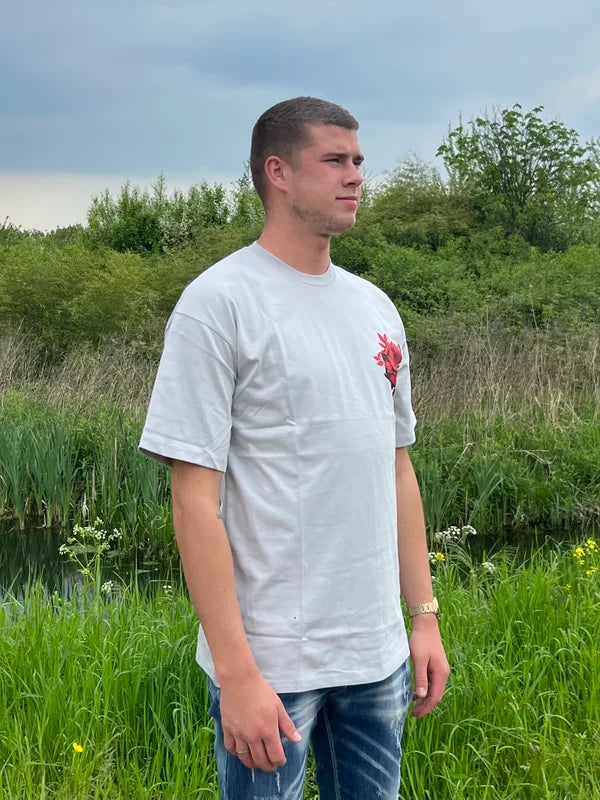 Red Rose T-Shirt - Grijs
