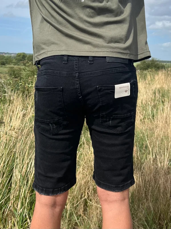 Black Spray Short Jean - Zwart