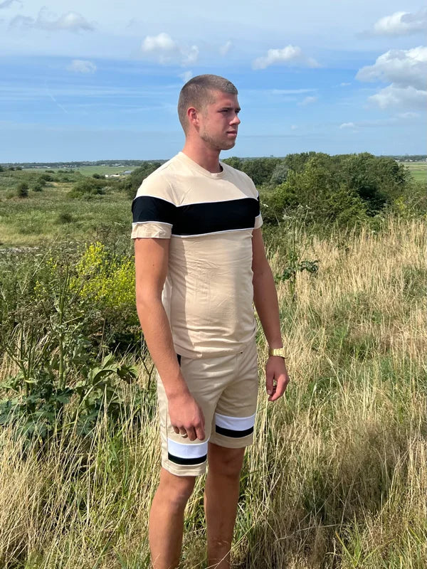 Stripe Short Trainingspak - Beige