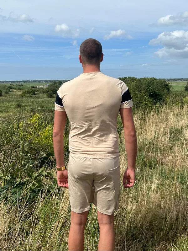 Stripe Short Trainingspak - Beige