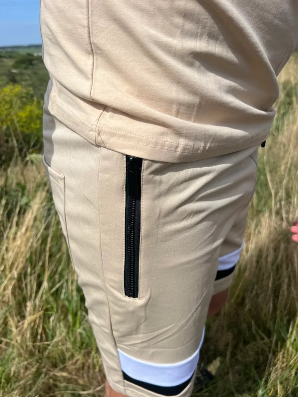 Stripe Short Trainingspak - Beige