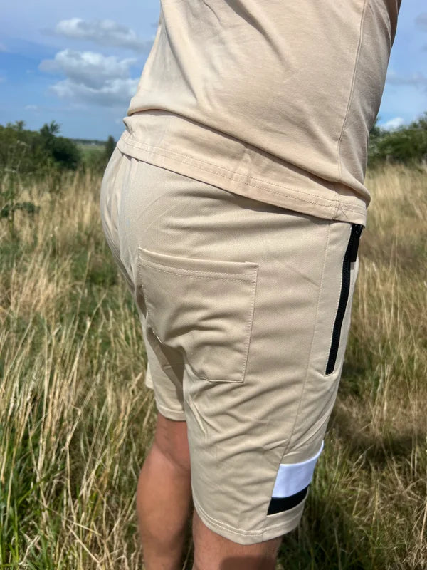 Stripe Short Trainingspak - Beige