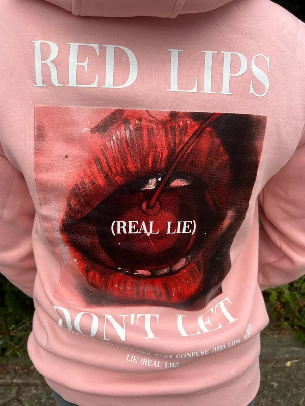 Red Lips Hoodie - Roze
