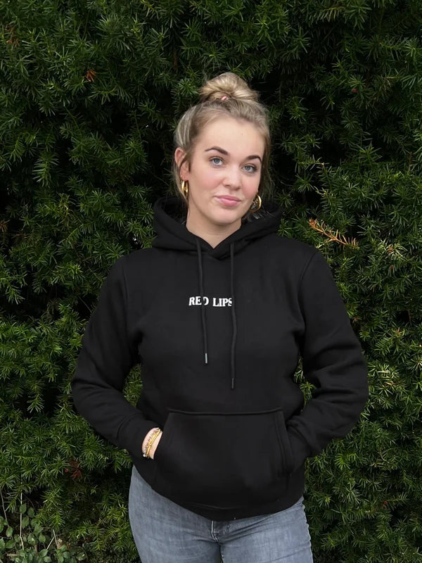 Red Lips Hoodie - Zwart