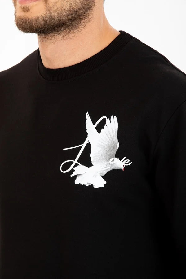 Liefdes Duif Sweater - Zwart