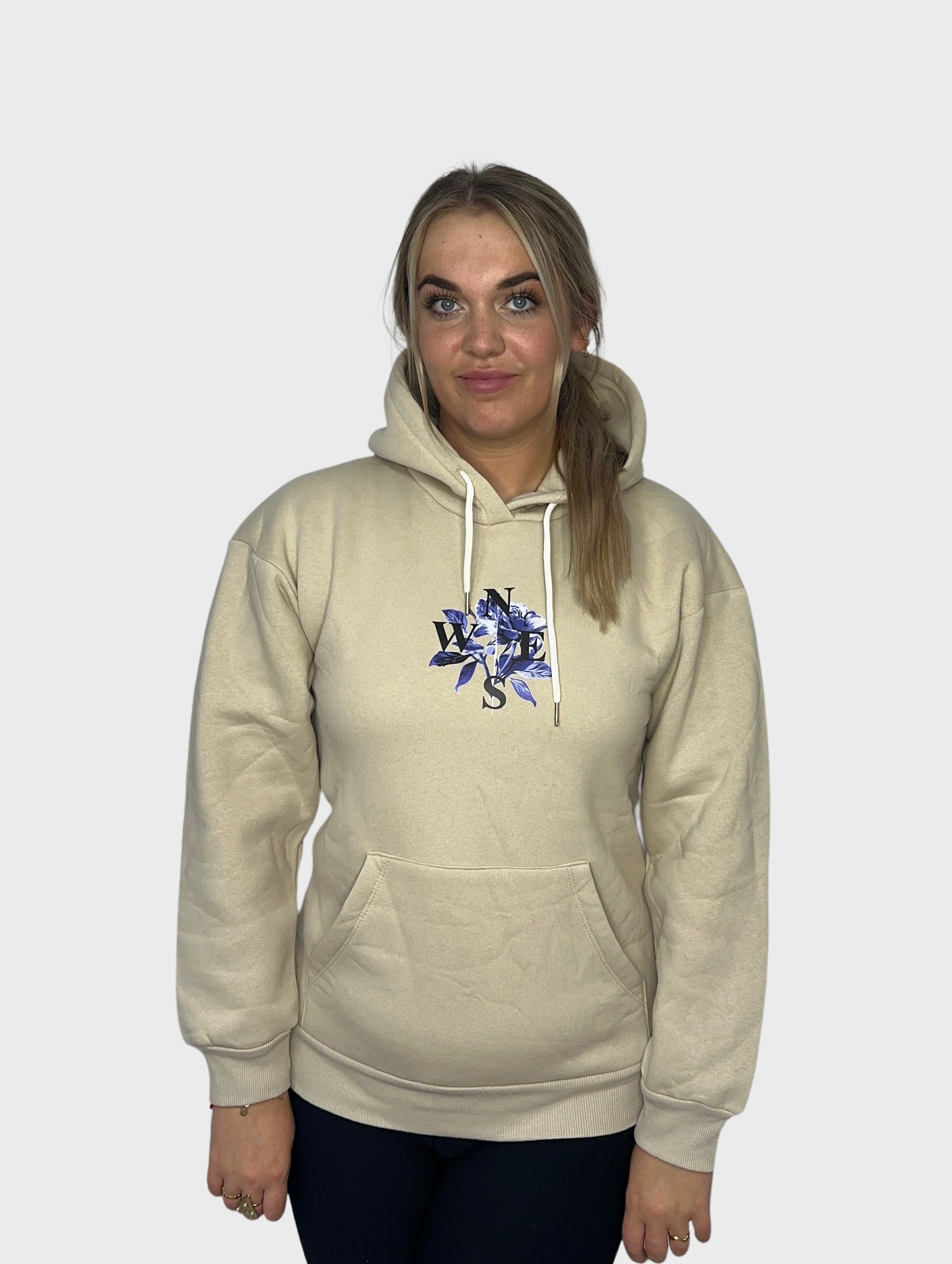 Blue Rose Hoodie - Beige