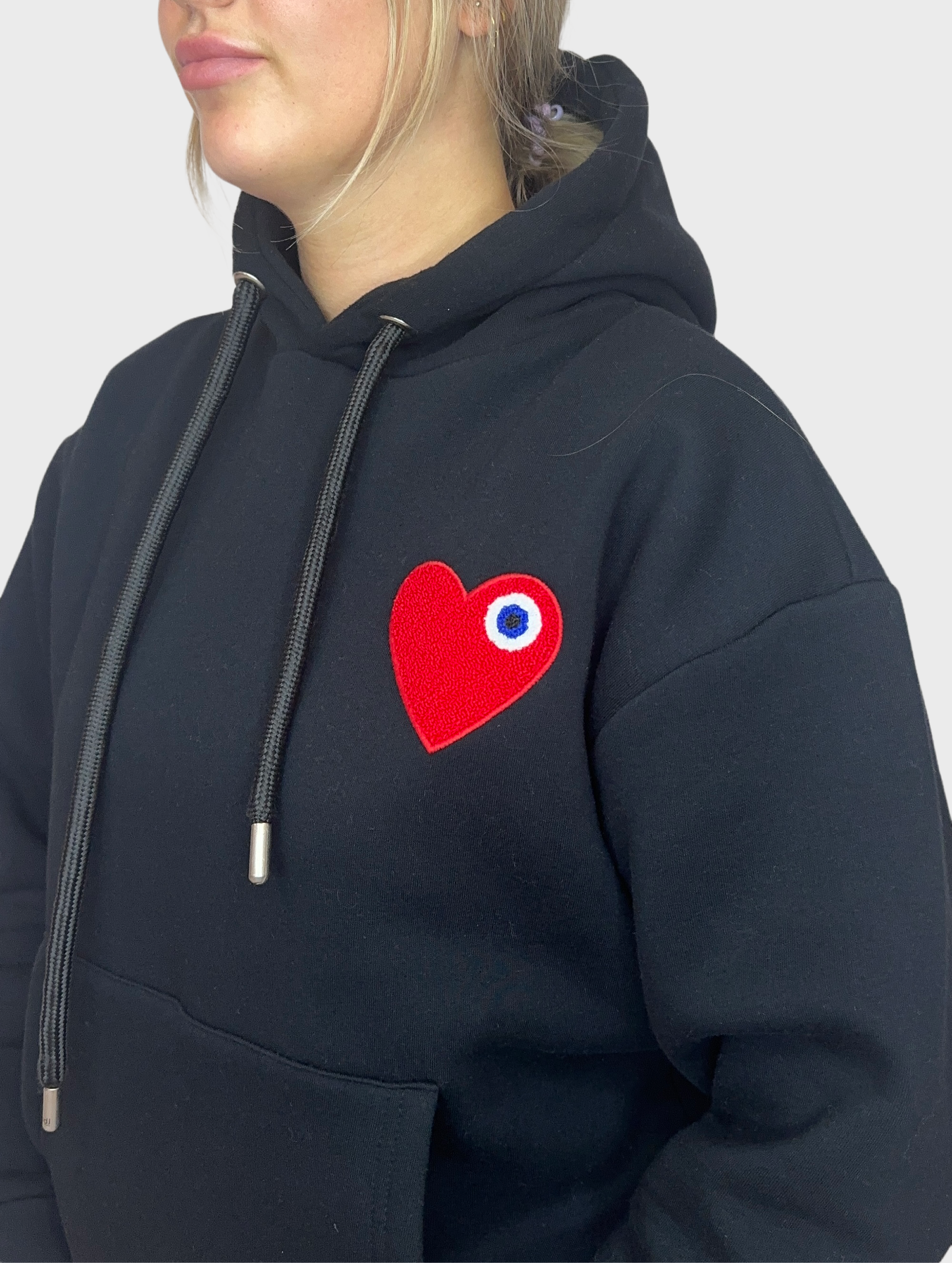 Eyes Heart Hoodie - Zwart met Rood