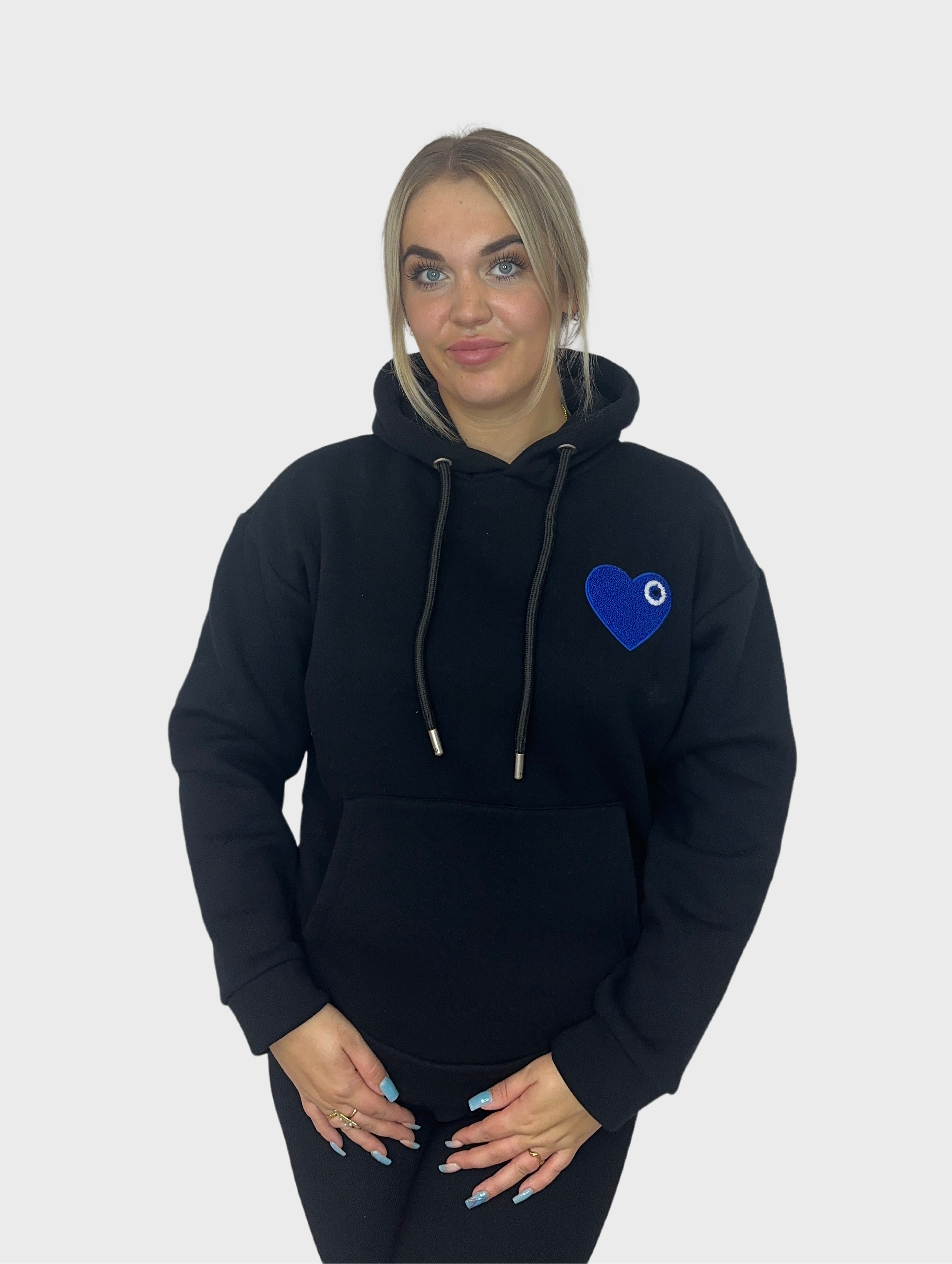 Eyes Heart Hoodie - Zwart met Blauw