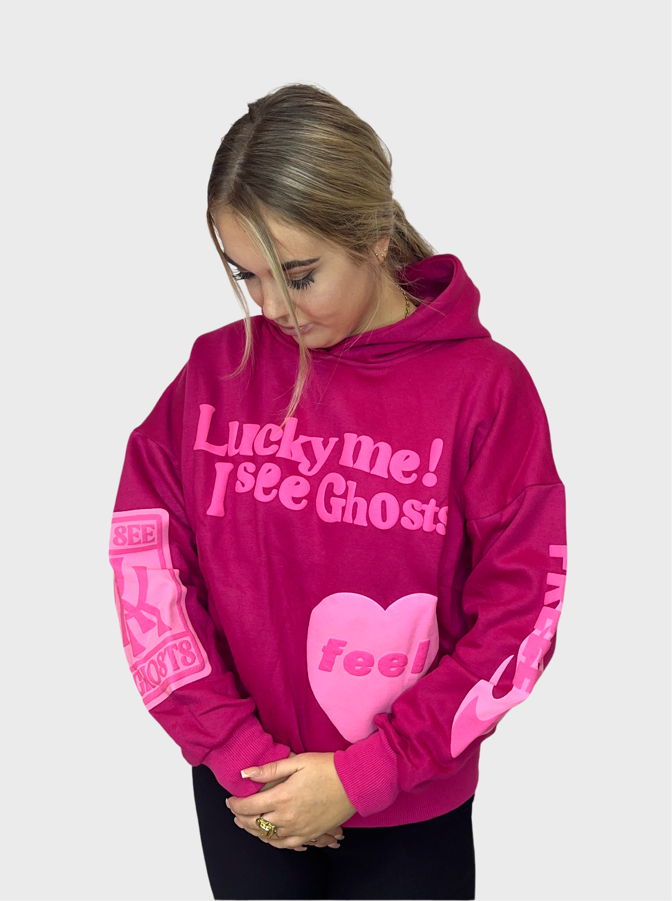 Lucky Me Hoodie - Fuchsia Roze