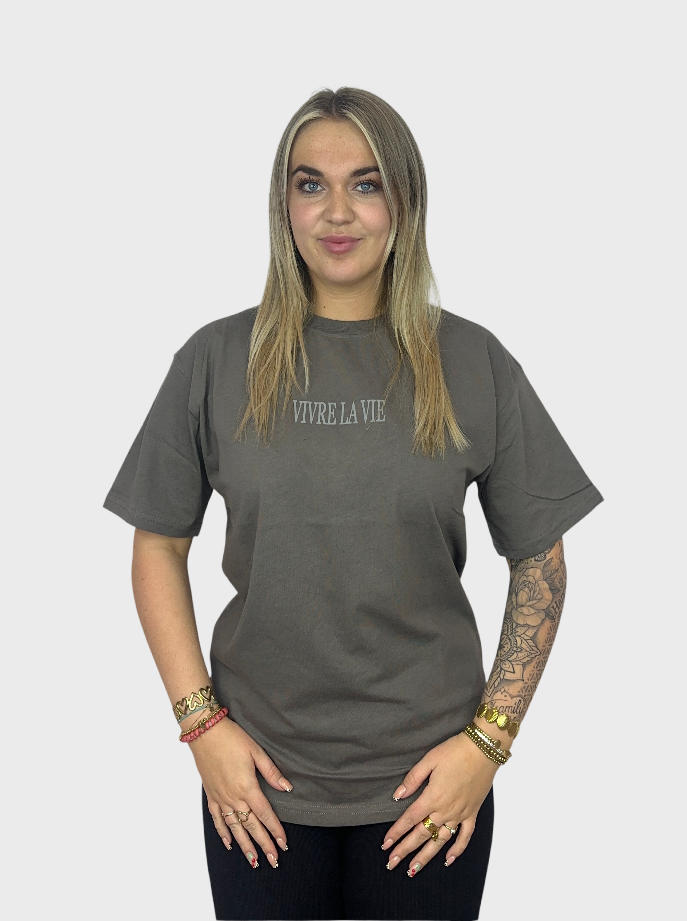Vivre La Vie T-Shirt - Donker Grijs
