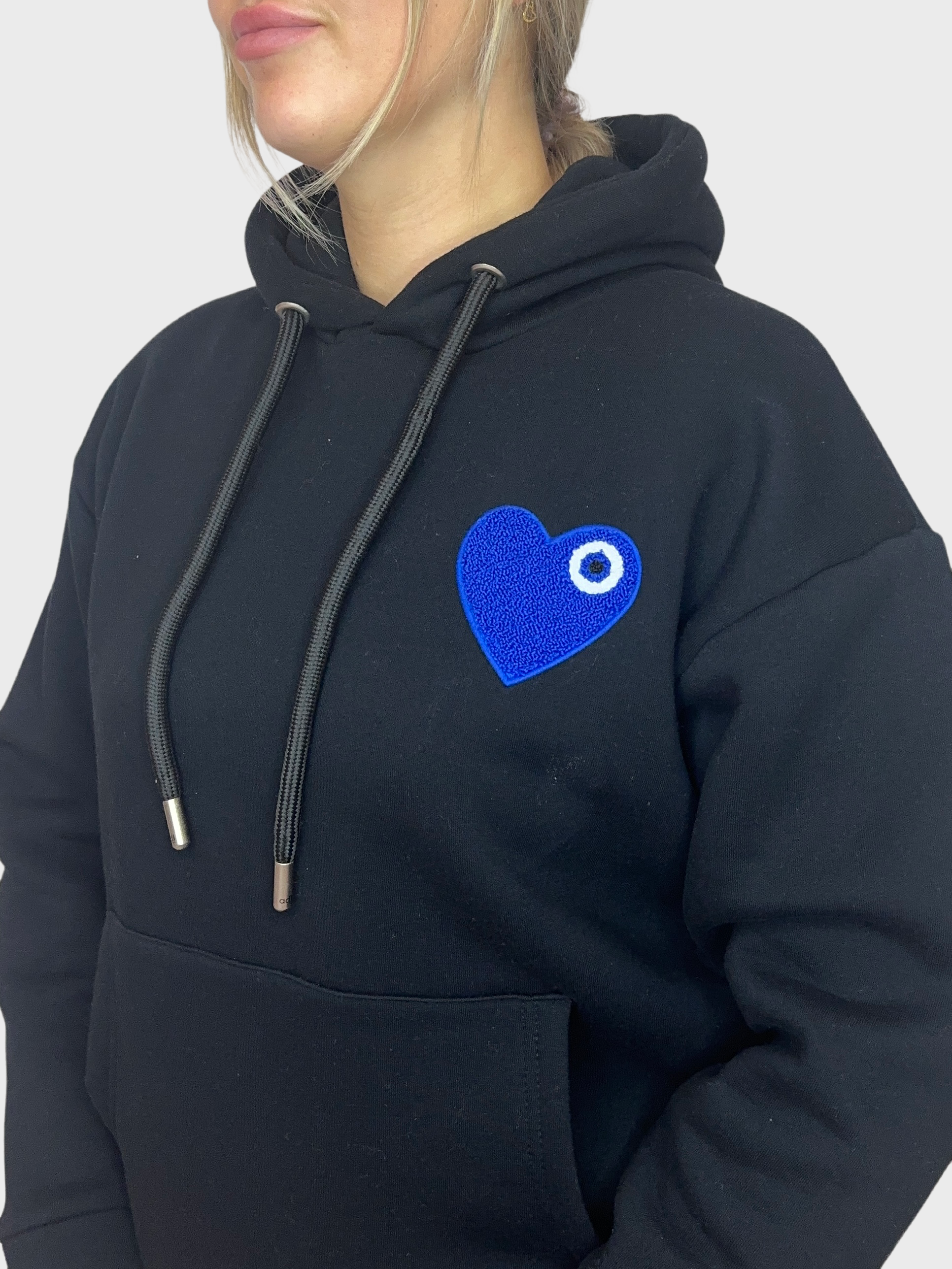 Eyes Heart Hoodie - Zwart met Blauw